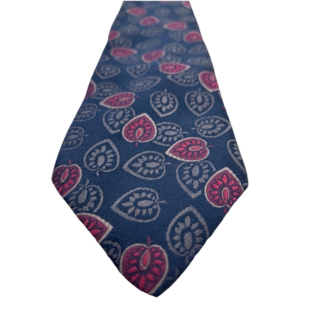 Men's Necktie American Edition Collection Palm Leaves Dark Navy With Red & Brown